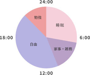 一日のスケジュールの円グラフ（休日）