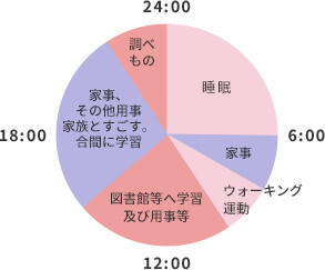 一日のスケジュールの円グラフ（休日）