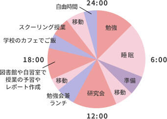 一日のスケジュールの円グラフ（休日）